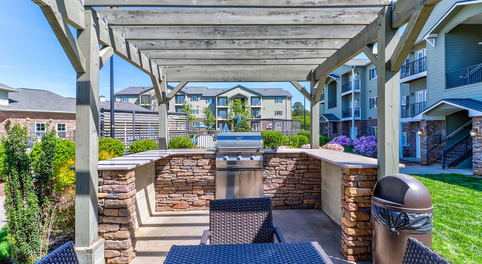 bbq area with large grill at The Pointe at Heritage in Wake Forest, NC
