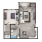 Jade 1BD, 1BA 740 sf floor plan at The Pointe at Heritage in Wake Forest, NC
