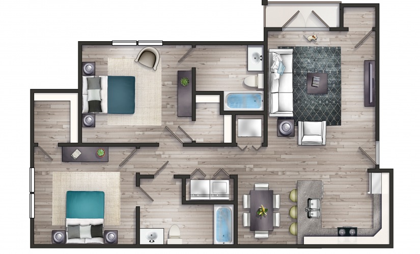 The Pointe at Heritage - Jasper II - Newly Redesigned 2BD, 2BA 1055 sf